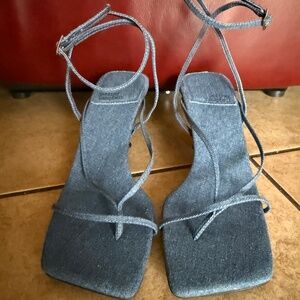 SOLD OUT::Jeffrey Campbell DENIM FLUXX Square Toe Sandal SZ 9.5 Orig. $155.00